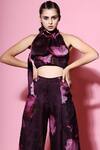 Mahima Mahajan_Purple Organza Halter Printed Pant Set _Online_at_Aza_Fashions