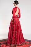 Shop_Shivan & Narresh_Red Velvet Embellished Lehenga Skirt_at_Aza_Fashions