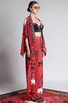 Buy_Shivan & Narresh_Red Diamond Weave Jersey Printed Palazzos_at_Aza_Fashions