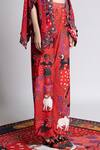 Shivan & Narresh_Red Diamond Weave Jersey Printed Palazzos_Online_at_Aza_Fashions