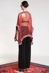 Shop_Shivan & Narresh_Red Silk Organza Printed Cape_at_Aza_Fashions