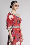 Shivan & Narresh_Red Crepe Printed Kaftan_Online_at_Aza_Fashions