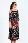Buy_Shivan & Narresh_Black Silk Printed Dress_at_Aza_Fashions
