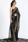 Buy_Shivan & Narresh_Black Silk Organza Tailored Embellished Saree_at_Aza_Fashions