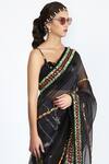 Shivan & Narresh_Black Silk Organza Tailored Embellished Saree_Online_at_Aza_Fashions