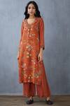 Buy Torani Orange Cotton Silk Printed Kurta at Aza Fashions Buy_Torani_Orange Cotton Silk Printed Kurta_at_Aza_Fashions