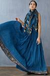 Buy_Torani_Blue Handwoven Chanderi Scarf_Online_at_Aza_Fashions