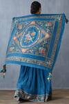 Shop_Torani_Blue Handwoven Chanderi Scarf_at_Aza_Fashions