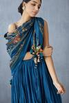 Torani_Blue Handwoven Chanderi Scarf_Online_at_Aza_Fashions