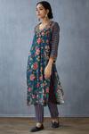 Buy_Torani_Blue Cotton Silk Printed Kurta_at_Aza_Fashions