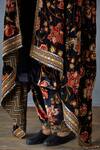 Torani_Blue Silk Velvet Printed Dupatta_at_Aza_Fashions