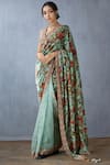 Buy_Torani_Blue Floral Print Saree_at_Aza_Fashions