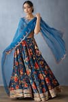 Buy_Torani_Blue Silk Velvet Printed Lehenga Set_at_Aza_Fashions