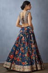 Shop_Torani_Blue Silk Velvet Printed Lehenga Set_at_Aza_Fashions