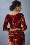 Shop_Torani_Red Floral Silk Velvet Blouse_Online_at_Aza_Fashions