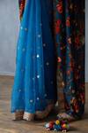 Torani Blue Embellished Silk Velvet Saree at Aza Fashions Torani_Blue Embellished Silk Velvet Saree_at_Aza_Fashions