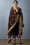 Torani_Black Silk Velvet Dupatta_Online_at_Aza_Fashions