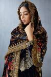 Shop_Torani_Black Silk Velvet Dupatta_Online_at_Aza_Fashions