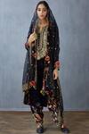 Shop_Torani_Black Embellished Silk Velvet Dupatta_at_Aza_Fashions