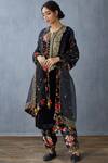 Torani_Black Embellished Silk Velvet Dupatta_Online_at_Aza_Fashions