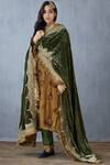 Buy_Torani_Green Silk Velvet Dupatta_at_Aza_Fashions