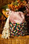 Buy_The Right Sided_Pink Pearl, Stone Embellished Potli Bag_at_Aza_Fashions