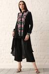 Buy_Namrata Joshipura_Black Georgette Shirt Collar Embroidered Asymmetric Tunic _at_Aza_Fashions