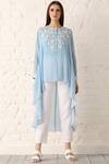 Buy_Namrata Joshipura_Blue Crepe Round Embellished Asymmetric Tunic _at_Aza_Fashions