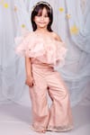 Kirti Agarwal - Pret N Couture_Peach Silk, Organza, Net Sequins Embellished Flared Pant Set _Online_at_Aza_Fashions