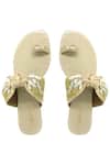 Shop Leonish Gold Embellished Flat Sandals at Aza Fashions Shop_Leonish_Gold Embellished Flat Sandals_at_Aza_Fashions