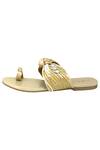 Buy Leonish Gold Embellished Flat Sandals Online at Aza Fashions Buy_Leonish_Gold Embellished Flat Sandals_Online_at_Aza_Fashions