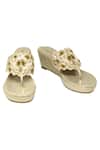 Shop_Leonish_Gold Embellished Wedges_at_Aza_Fashions