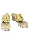 Shop_Leonish_Gold Embellished Wedges_at_Aza_Fashions