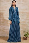 Buy_Sana Barreja_Blue Georgette Round Printed Pant Set _at_Aza_Fashions