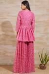 Shop Sana Barreja Pink Chanderi Top V Neckblouse Sweetheart Printed Pant Set at Aza Fashions Shop_Sana Barreja_Pink Chanderi Top V Neckblouse Sweetheart Printed Pant Set _at_Aza_Fashions