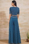 Shop_Sana Barreja_Blue Georgette V Neck Printed Pant Set  _at_Aza_Fashions