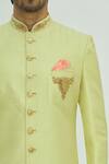 Aryavir Malhotra_Green Silk Sherwani Set _at_Aza_Fashions