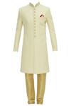 Shop_Aryavir Malhotra_White Jaquard Embellished Sherwani Set _Online_at_Aza_Fashions