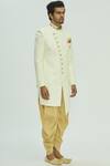 Aryavir Malhotra_White Jaquard Embellished Sherwani Set _Online_at_Aza_Fashions