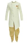 Buy_Aryavir Malhotra_White Jaquard Embellished Sherwani Set _Online_at_Aza_Fashions