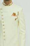 Aryavir Malhotra_White Jaquard Embellished Sherwani Set _at_Aza_Fashions