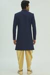 Shop_Aryavir Malhotra_Blue Cotton Embellished Sherwani Set _at_Aza_Fashions