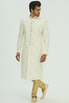 Buy_Aryavir Malhotra_White Chikankari Sherwani Set _at_Aza_Fashions