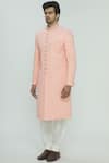 Aryavir Malhotra_Peach Chikankari Sherwani Set _Online_at_Aza_Fashions