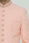 Aryavir Malhotra_Peach Chikankari Sherwani Set _at_Aza_Fashions