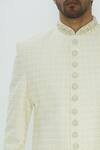Aryavir Malhotra_White Chikankari Sherwani Set _at_Aza_Fashions