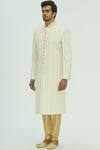 Aryavir Malhotra_White Chikankari Sherwani Set _Online_at_Aza_Fashions