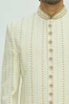Aryavir Malhotra_White Chikankari Sherwani Set _at_Aza_Fashions