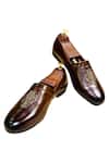 Buy_Artimen_Brown Leather Embroidered Loafers_at_Aza_Fashions