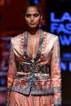 Rajdeep Ranawat_Peach Satin Printed Jacket  _Online_at_Aza_Fashions